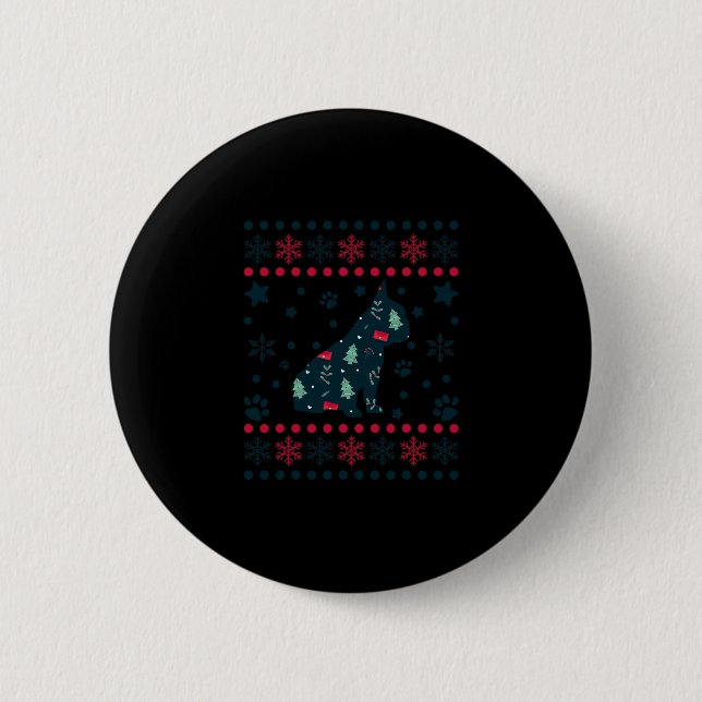 Christmas Dog Pattern French Bulldog Owner  Button (Front)