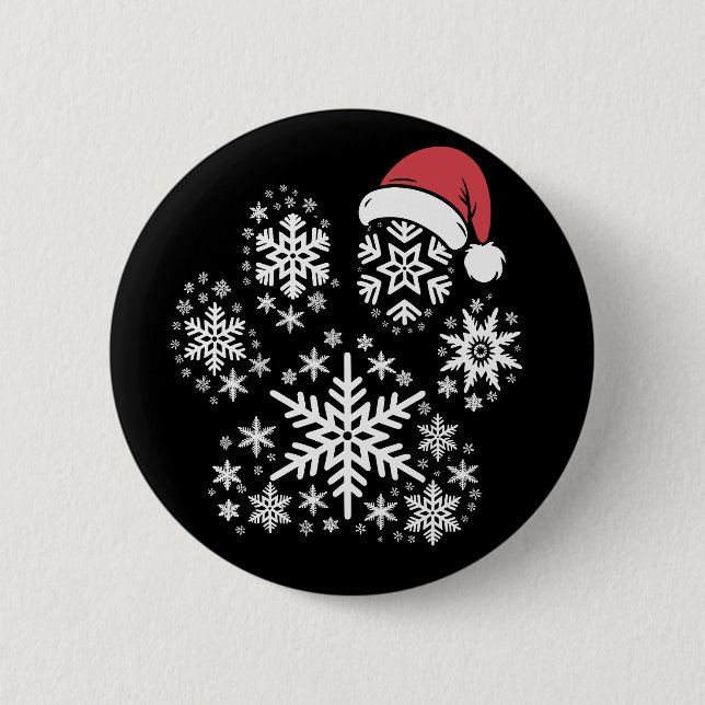 Christmas Dog Paw Santa Hat Pet Owner Gift Button (Front)