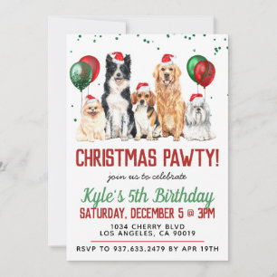 Christmas Dog Paw-ty Birthday Invitation