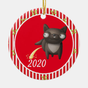 Christmas Dog Peeing  Covid Funny 2020 Ceramic Ornament