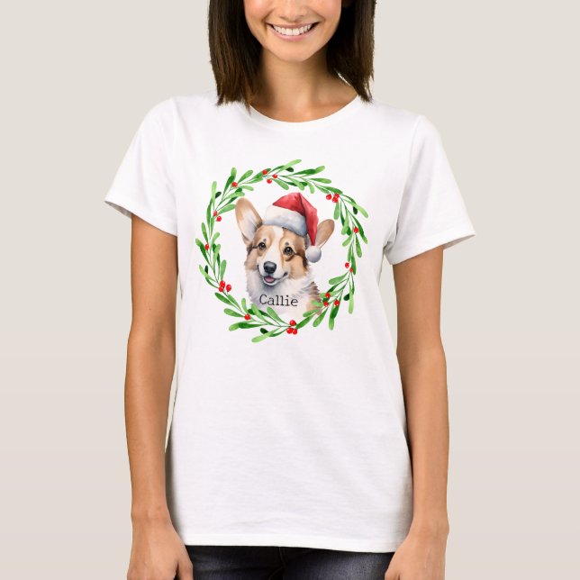Christmas Dog Pembroke Welsh Corgi Holidays Pet T-Shirt (Front)