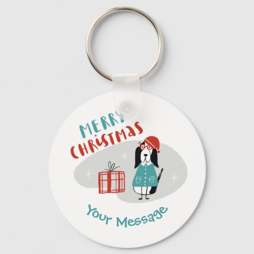 Christmas Dog Personalized Keychain