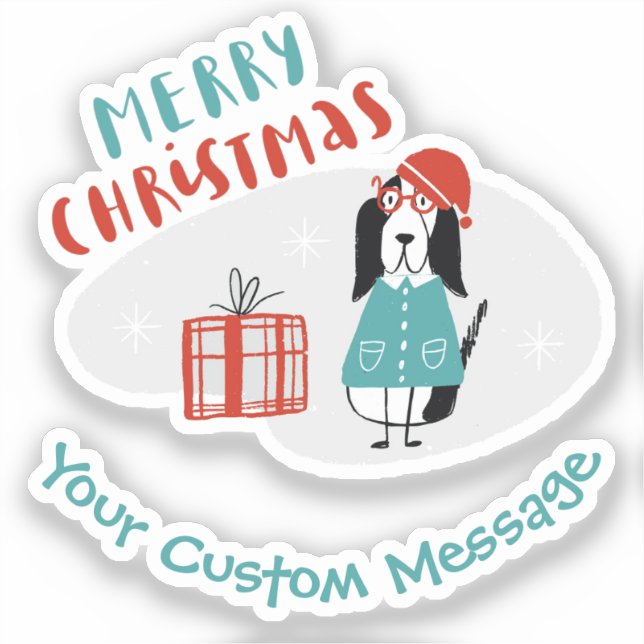 Christmas Dog Personalized Sticker (Front)