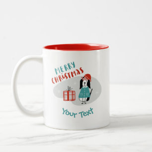 Christmas Dog Personalized Two-Tone Coffee Mug
