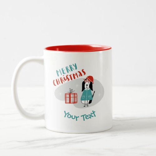 Christmas Dog Personalized Two_Tone Coffee Mug