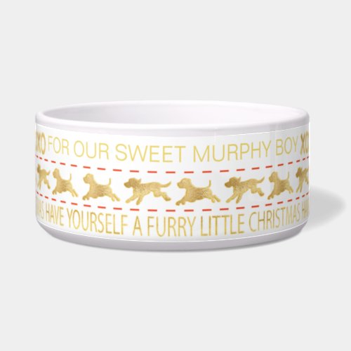 Christmas DOG Pet Bowl GOLDUGLY SWEATER