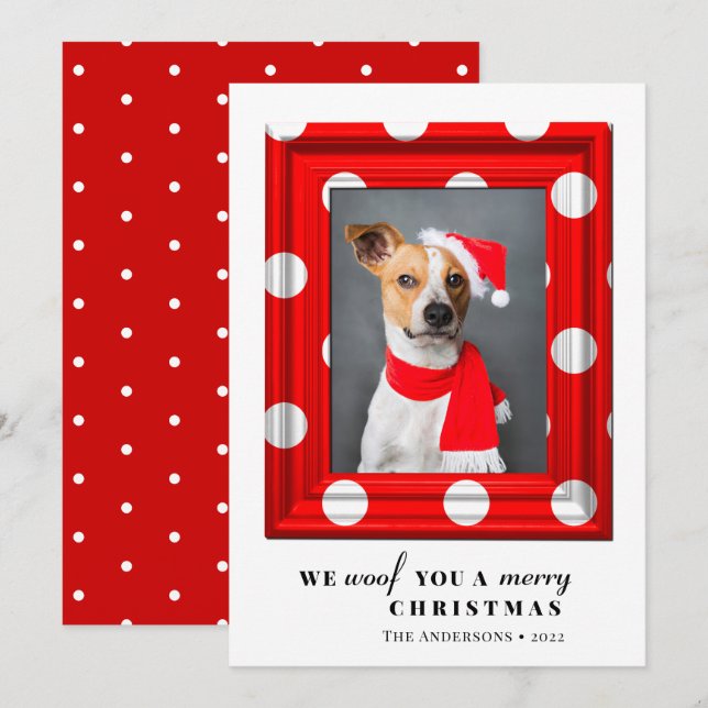 Christmas Dog Pet Photo Simple Red Holiday Frame (Front/Back)
