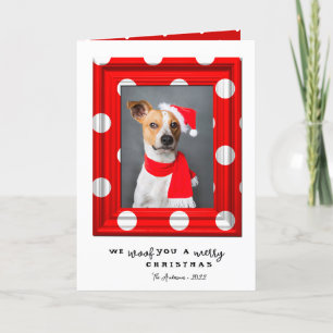 Christmas Dog Pet Photo Simple Red Holiday Frame Card