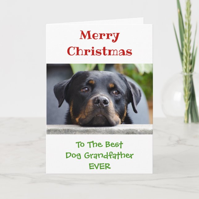 Christmas Dog Photo Best Grandfather Holiday Card (Front)