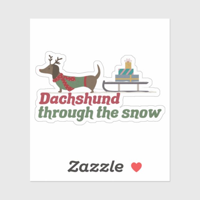 Christmas Dog Pun: Dachshund Through the Snow Sticker (Sheet)