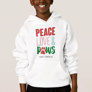Christmas Dog Puns Santa Dogs Peace Love and Paws Hoodie
