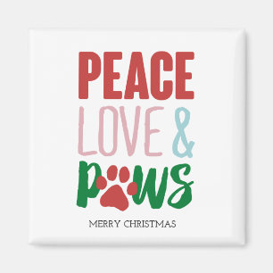 Christmas Dog Puns Santa Dogs Peace Love and Paws Magnet