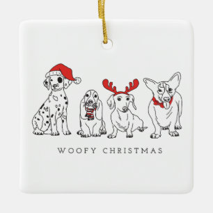 Christmas Dog Puns Santa Dogs Woofy Christmas Ceramic Ornament
