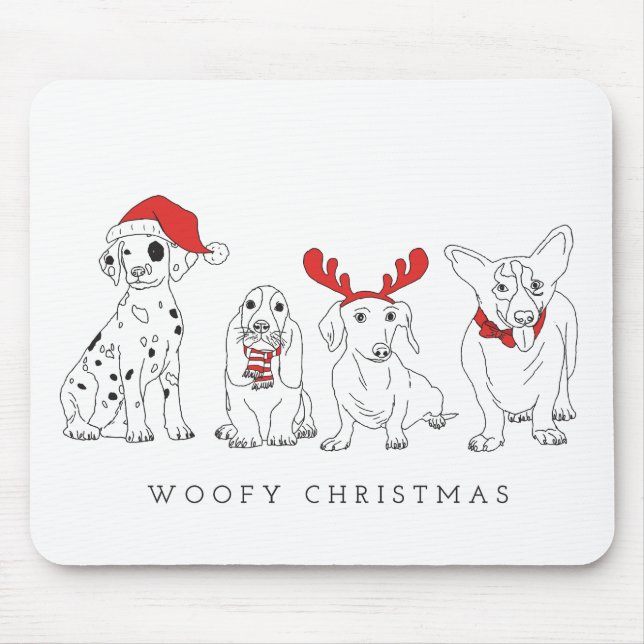 Christmas Dog Puns Santa Dogs Woofy Christmas Mouse Pad (Front)