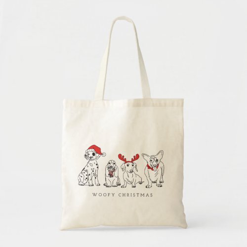 Christmas Dog Puns Santa Dogs Woofy Christmas Tote Bag