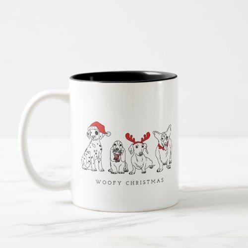 Christmas Dog Puns Santa Dogs Woofy Christmas Two_Tone Coffee Mug