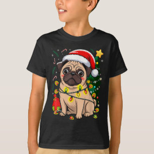 Christmas Dog Santa Clause Pug Puppy X-mas T-Shirt