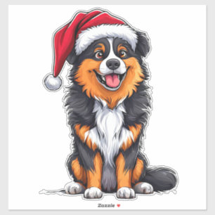 Christmas Dog Santa Hat Holiday Cute Pet Lovers Sticker