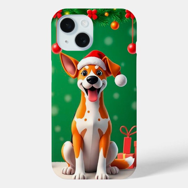 Christmas Dog Santa Hat Phone Case Gift (Back)