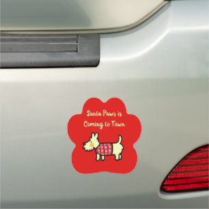 Christmas Dog Santa Paws Festive Puppy Car Magnet