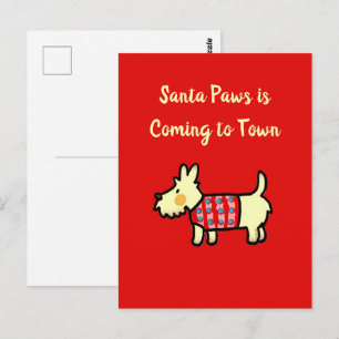 Christmas Dog Santa Paws Festive Puppy Postcard