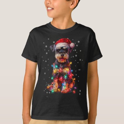 Christmas Dog Schnauzer Santa Xmas Women Men Kids  T-Shirt