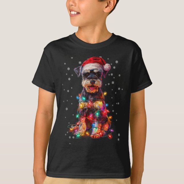 Christmas Dog Schnauzer Santa Xmas Women Men Kids  T-Shirt (Front)