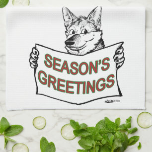 Christmas Dog:  Season's Greetings! Kitchen Towel
