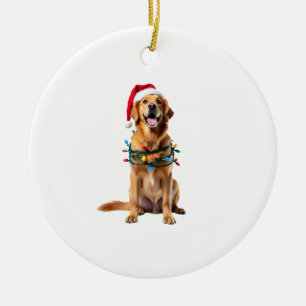 Christmas Dog Shirt, Christmas Golden retriever Pa Ceramic Ornament