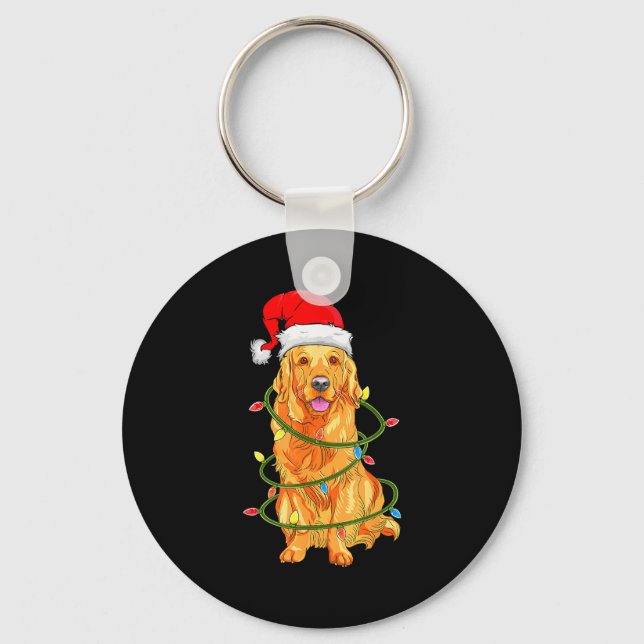 Christmas Dog Shirt, Christmas Golden Retriever Pa Keychain (Front)