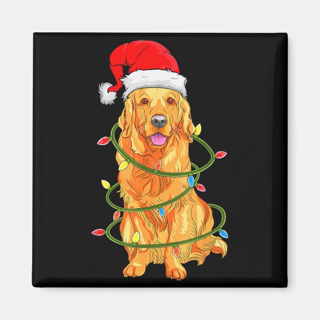 Christmas Dog Shirt, Christmas Golden Retriever Pa Magnet (Front)