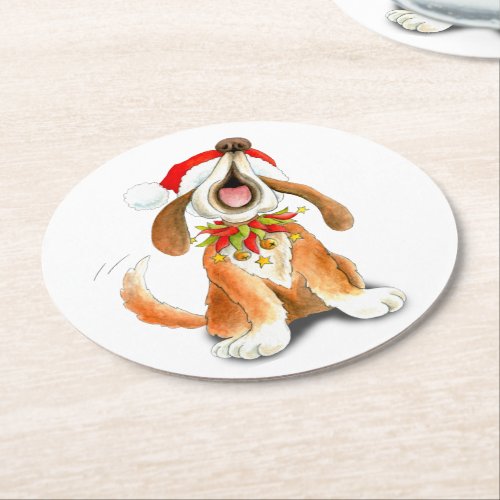 Christmas dog singing art paper coasters