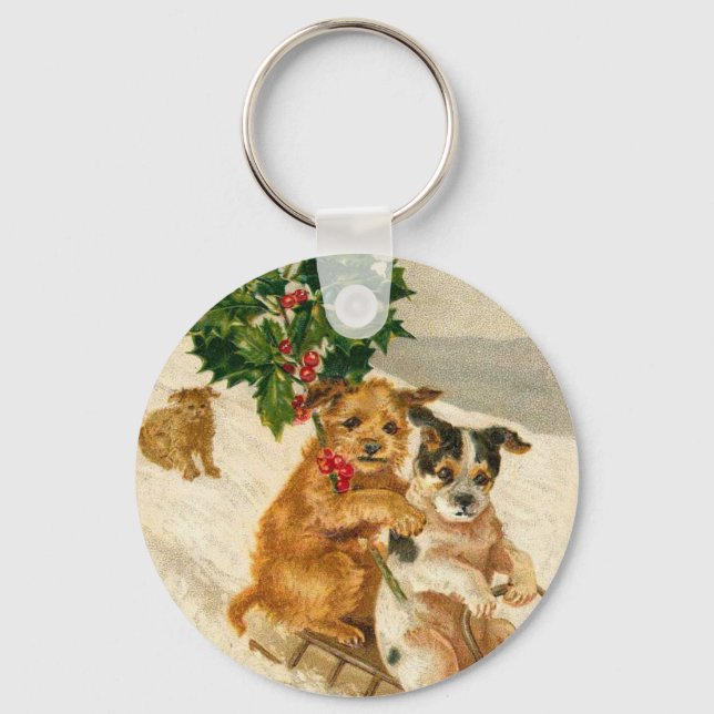 Christmas Dog Sled Keychain (Front)