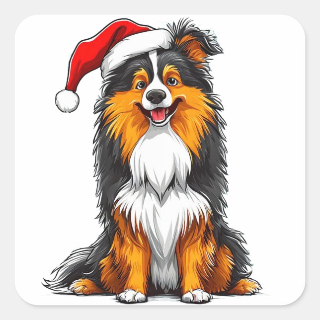 🎁Christmas Dog Sticker Santa Hat Gift Fun ✨ (Front)