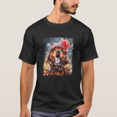 Christmas Dog Tibetan Mastiff Premium  T-Shirt