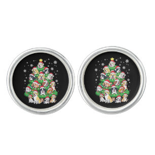 Christmas Dog Tree - Cute Merry Xmas Puppies Cufflinks