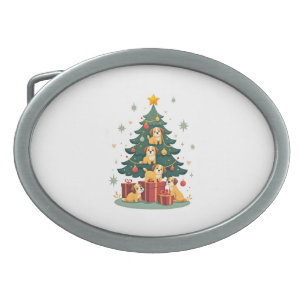 Christmas Dog Tree T-Shirt Cute Funny Puppy Dogs X Belt Buckle