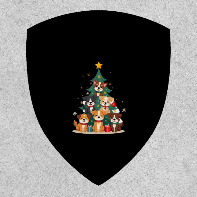 Christmas Dog Tree T-Shirt Cute Funny Puppy Dogs X Patch (Front)