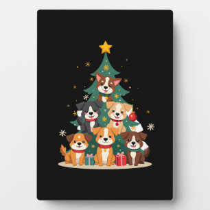 Christmas Dog Tree T-Shirt Cute Funny Puppy Dogs X Plaque