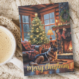 Christmas Dog Vintage Holiday Foil Greeting Card