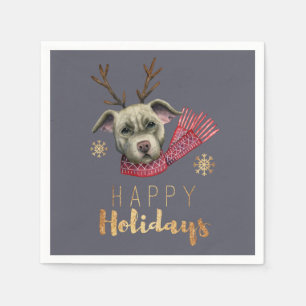 Christmas Dog with Antlers, Happy Holidays Napkins