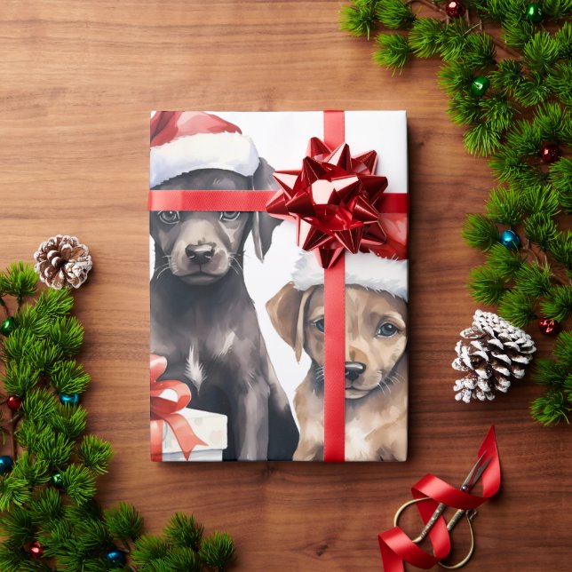 Christmas Dog with Gifts  Wrapping Paper (Holiday Gift)