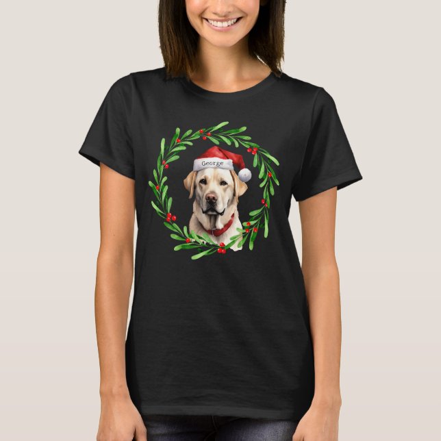 Christmas Dog Yellow Lab Labrador Retriever Santa T-Shirt (Front)