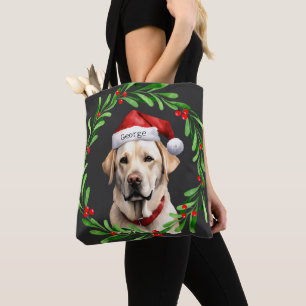 Christmas Dog Yellow Lab Labrador Retriever Santa Tote Bag