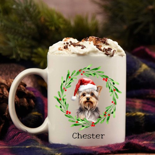 Christmas Dog Yorkie Yorkshire Terrier Holidays Coffee Mug