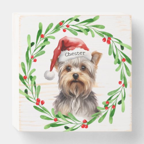 Christmas Dog Yorkie Yorkshire Terrier Holidays Wooden Box Sign