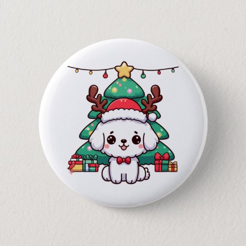 Christmas Doggy _ Xmas puppy   Button