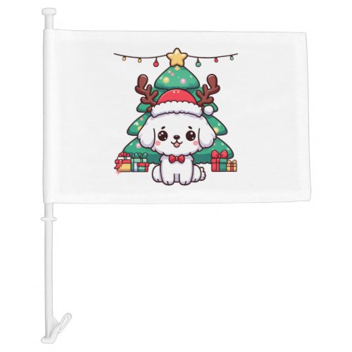 Christmas Doggy _ Xmas puppy   Car Flag