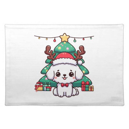 Christmas Doggy _ Xmas puppy   Cloth Placemat