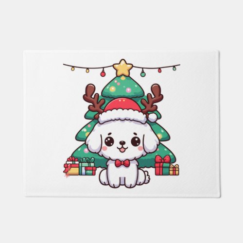 Christmas Doggy _ Xmas puppy   Doormat